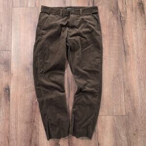 Brixton Men's Choice Regular Fit 32x26 Corduroy Pants Skater Raw Cut Hem Brown